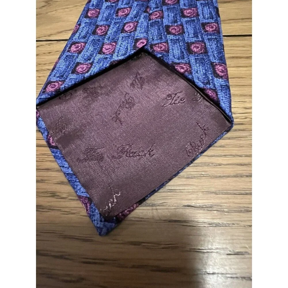 Men’s 100% silk CHARLESTON blue/burgundy/black tie‎ Made In Italy